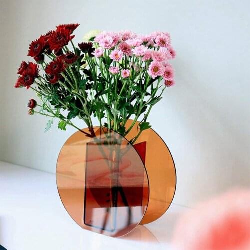 2 Pcs Geometric Acrylic Display Vase,Art Design Homestay Soft Decoration for Home/Model Room