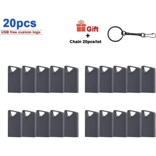 20pcs/lot USB 2.0 Waterproof Metal USB Flash Drive 4GB 8GB 16GB 32G 64GB Pen Drive Memory Stick Cle Usb High Speed Custom Logo