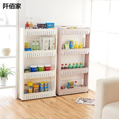 3/4 Layer Multifunction PP Pulley Storage Rack Plastic Storage Wheel Shelf For Kitchen Living Room Bathroom Snacks Toys Holder