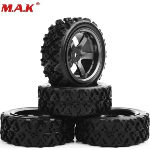 4PCS/Set 1/10 RC Rally Racing Off Road Car Rubber Tyre Tires & Wheel Rims 12mm Hex for Car Model Toys