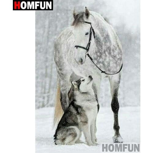 HOMFUN 5D DIY Diamond Painting Full Square/Round Drill "Wolf horse" 3D Embroidery Cross Stitch gift Home Decor A00144