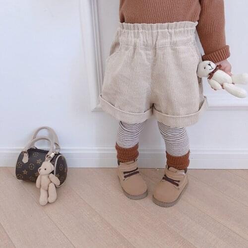 NEW girls pants five cent trousers corduroy casual kids pants thickened outwear pants fashion pants girls trousers 1 2 3 4 5 6T