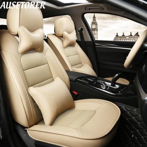 AUSFTORER Custom Cowhide Seat Cover for Land Rover Discovery Sport Automobiles Seat Covers Leather Supports 5 & 7 Seats Cushion