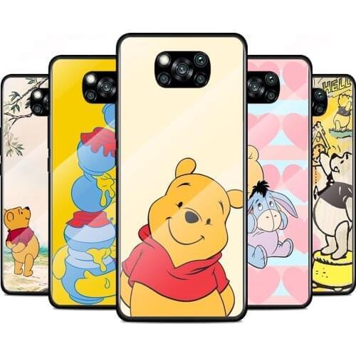 Winnie The Pooh Tempered Glass Cover For Xiaomi Poco X3 NFC F3 M2 X2 F2 Redmi K20 K30 K40 Pro Plus Phone Case
