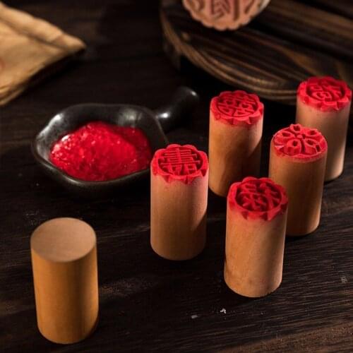 1PC Wooden Cake Cookie Moulds Manual Round Wood Dessert Seal Stamp DIY Pastry Traditional Chinese Moon Cake Mold Bakeware