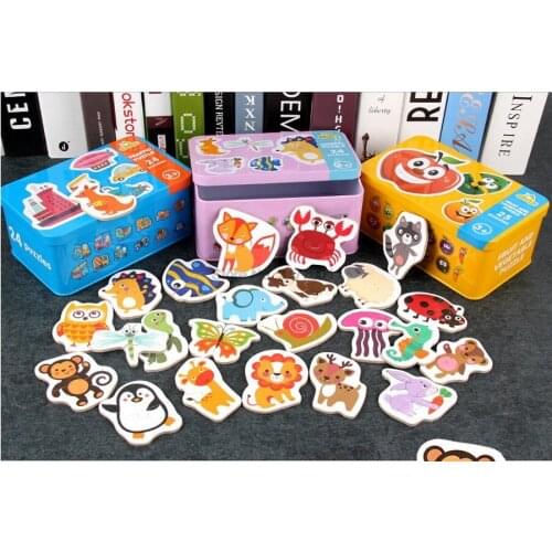 DHL 50set 48pcs/set Baby Early Education Cartoon Pairing Puzzle Games Kids Learning Card Wooden Toys Kids Educational Toys