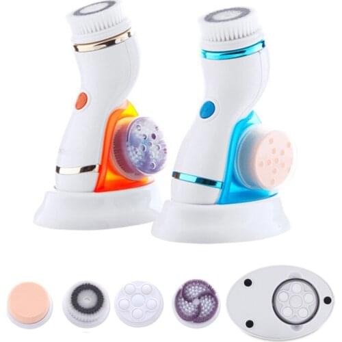 Electric Face Brush Cleaner 4in1 Facial Cleansing Brush Spin Face Wash Deep Cleaning Tool Face Cleanser Massage Beauty Skin Care