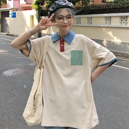 School Girls Boys Kawaii Korea Japan Tshirt for Women Summer Lovely Cute Tops Summer WomenBlue White School Girls Tops