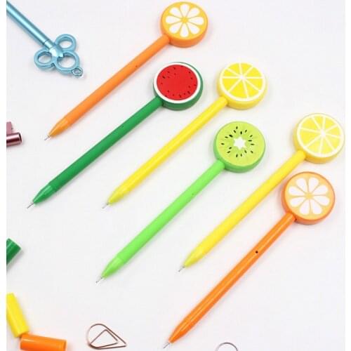 24 Pcs Watermelon Kiwi Lemon Gel Pens Stationery Students Fruit Neutral Pen Office Supplies Wholesale