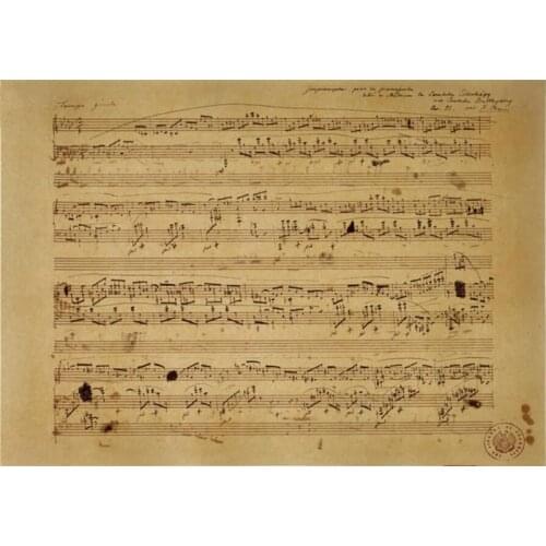 Cafe Home Decor Classic Vintage World Famous Musicians Chopin Manuscript Poster Retro Kraft Paper 42x30cm Wall Sticker