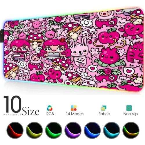 Anime Mouse Pad Rgb Gamer Accessories Laptop PC Mini Glowing LED Desktop Keyboard Carpet Genshin Impact Mat Kawaii Mousepad Xxl