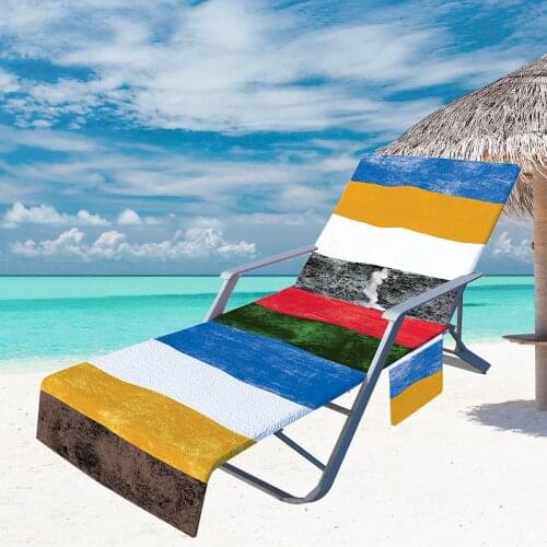 Fashion Striped Beach Chair Cover Towel With Pocket Outdoor Portable Microfiber Quick Drying Swim Pool Lounge Chair Blanket