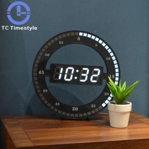 Living Room Wall Clock Mute Creative Digital Electronic LED Simple Night Glow Round Home Decoration Minimalist Modern Wall Decor