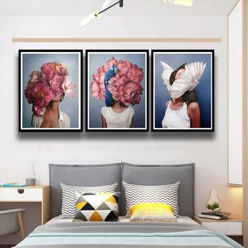 New diamond painting full square/round Floral Feather Woman DIY Abstract Painting Cross Stitch Art Living Room home Decor gift