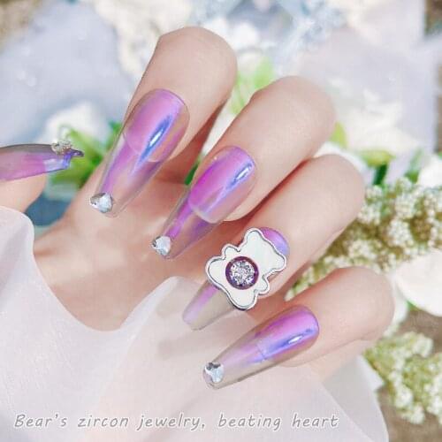 2021 New Arrival Fashion Hot Selling Mental Bear Nail Decoration Nail Art Fancy Colors Crystal Rhinstone Women Girls Party Gifts