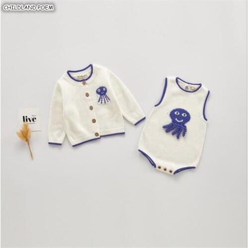 Baby Boy Clothes Autumn Knitted Baby Clothes Newborn Baby Cardigan Octopus Baby Romper 100% Cotton Girl Romper Baby Girl Clothes