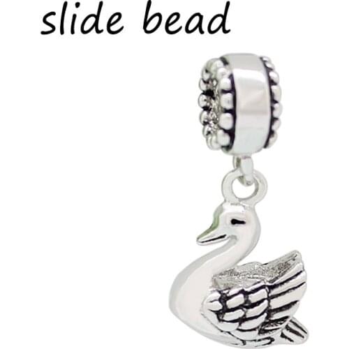 Fit Pandora charm bracelets Swan Pendant Animal Family Charm beads for jewelry making
