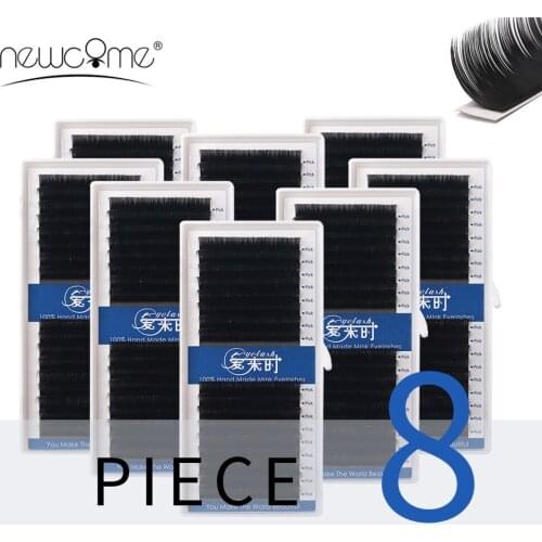 NEWCOME 8 Tray 16lines Classic Individual Lashes Silk Eyelash Extension Mink Eye Lashes Extensions Volume Cilias Makeup Tool
