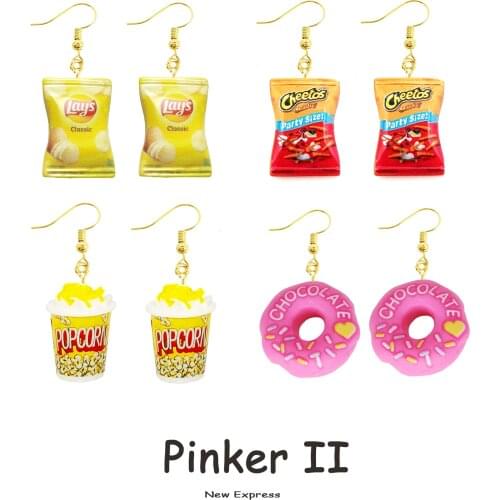 Earrings Women Drop Custom Made Handmade Cute Girls Gift Eardrop Funny French Fries Cheese Chips Foods Wholesale