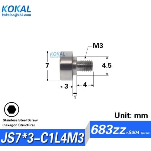 10pcs M3 screw deep ball bearing 683zz 683 S683 External Thread Bearing with M3 screw NTBG7-4 NTSBG7-4 BJL01 7-4 BJL02 7-4
