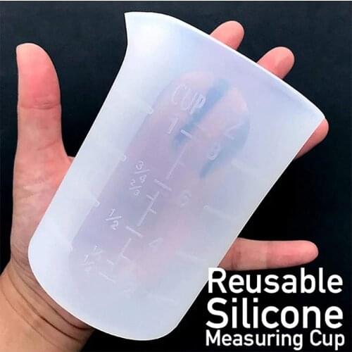 5 Pieces Silicone Cups for Resin Measuring Cup Precision Scale Clear Graduated Cups for Handcrafted Art Waxing Kitchen