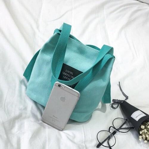 WOMENS Bag New Style Lettered Bucket Canvas Bag Stylish Shoulder Hand Childrens Bag Mobile Phone
