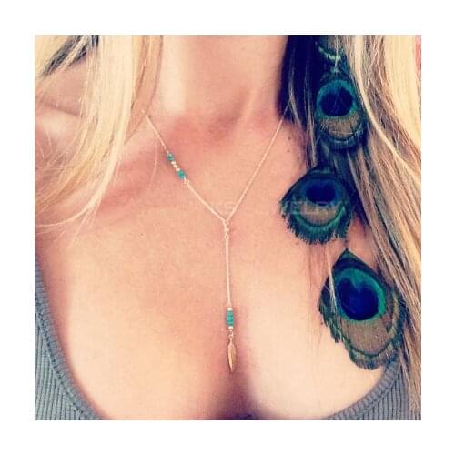 Timlee N051 Free shipping Beads metal leaf Tassel Necklaces Wholesale