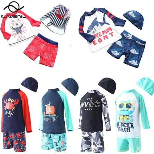 UPF50+ Childrens Swimsuit Bathing Suit Kids 2-11 Years Old Long Sleeve Toddler Baby UV Swimwear for Boys Boys Beach Clothes