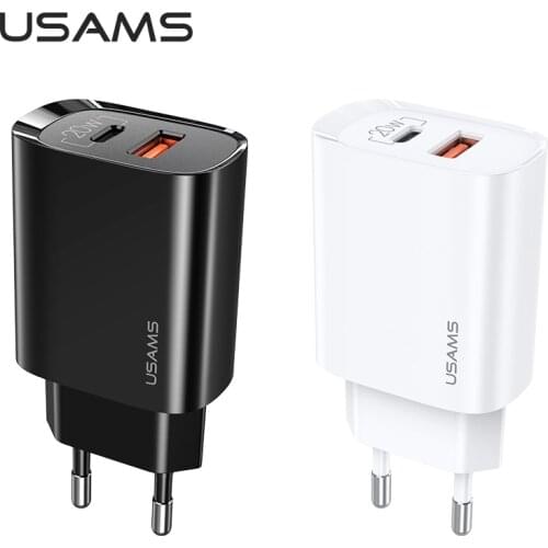 USAMS USB Type C 20W PD Fast Charger With PD Quick Charging Cable Set For Ipad Iphone 12 Pro Max Mini 11 8 Huawei Xiaomi Samsung