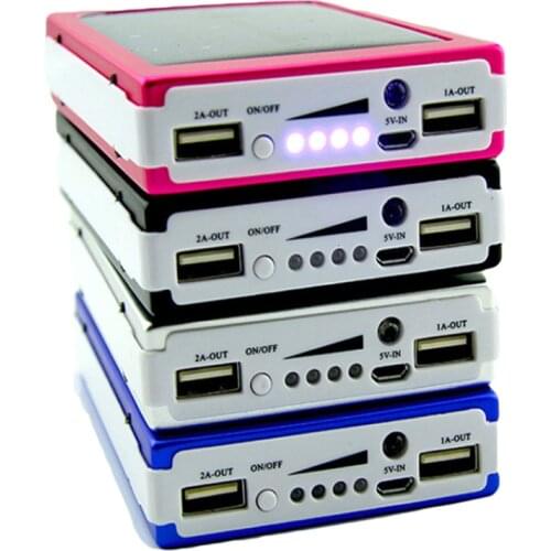 5x18650 Powerbank Portable Pover Power Bank 18650 Solar Power Bank Case DIY Box Dual USB Kit Phone Charger Flashlight