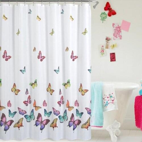 Multicolored Butterflies Curtain Polyester Fabric Waterproof Shower Curtain Simple Printed Shower Curtain