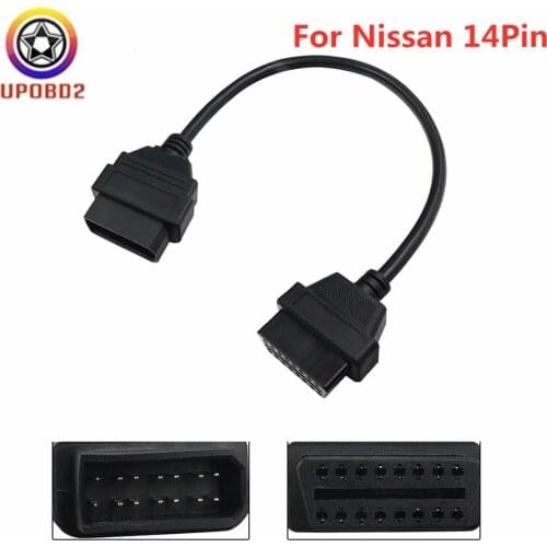 High Quality For Nissan 14Pin to 16Pin OBD2 Connector Adapter Car Diagnostic OBD OBD2 OBDII 14 Pin to 16 Pin Converter Cable