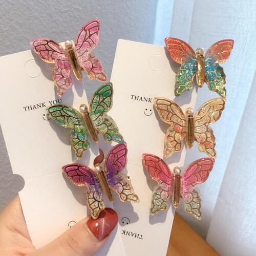 1 Pieces Butterfly Hair Clips Girls Fashion Colorful Gradient Women Girls Hairpins Vintage Gold Silver Haarspeldjes Voor Meisjes