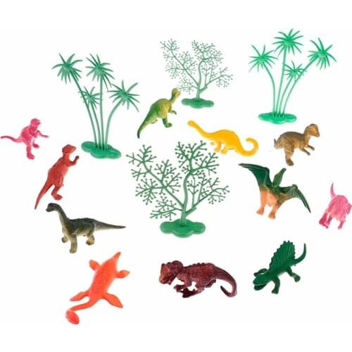 16pcs/set DIY Cake Topper Jungle Dinosaur Ornaments Cake Baking Decor Kids Toy