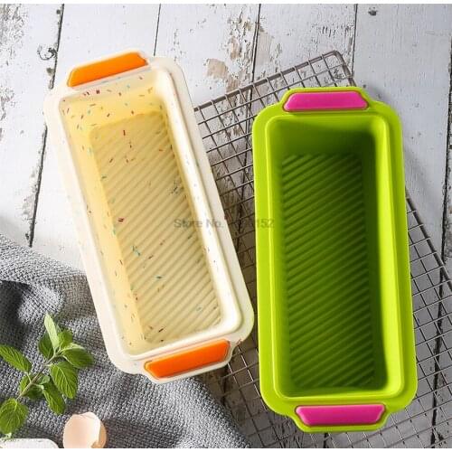 50pcs Rectangular Silicone Bread Pan Mold Toast Bread Mold Cake Tray Long Square Cake Mould Bakeware Non-stick Baking Tools