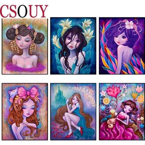 5D Diy Diamond Painting Cross Stitch Flowers Cartoon Girls Full Square Round Diamond Embroidery Home Decor Mosaic Needlwork Kit