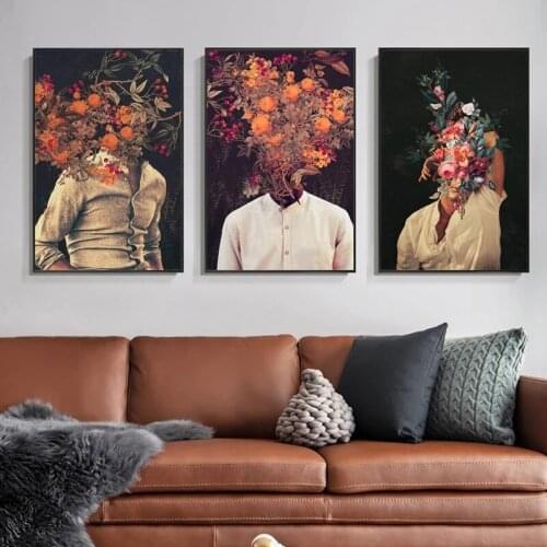 Flowers Woman Abstract Canvas Painting Vintage Fashion Wall Art Poster Print Picture Nordic Aesthetic Living Room Home Decor