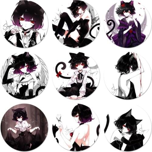 58mm Loli Gothic Cat Brooch Pin Cosplay Badge Accessories For Clothes Backpack Decoration Gift