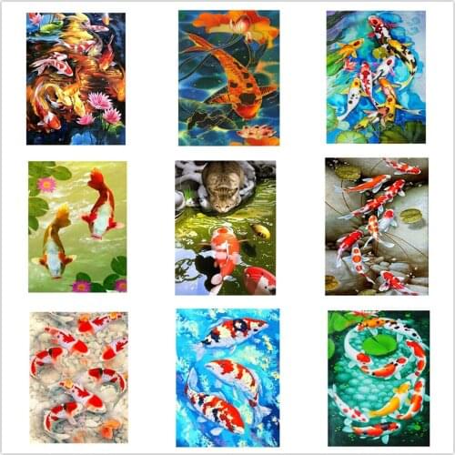 Diamond Painting Full Square Round Animal Fish Picture Of Rhinestones Diamond Embroidery Sale Mosaic Cross Stitch Home Decor