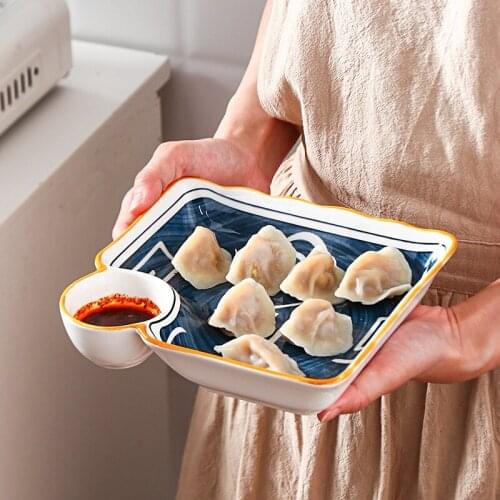 Japanese style with vinegar dish ceramic dumpling sushi dish dumpling dish dipping material plate separator plate disc disc
