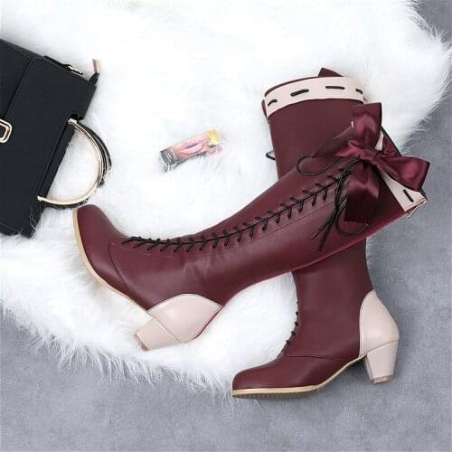 Violet Evergarden Lolita Boots Shoes Cosplay Custom-made Cosplay Shoes Ladies Fashion Leisure Cartoon Bow Pu Leather Loli Shoes
