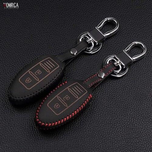 Leather Handle 3 Bfutton Car Smart Key Cover for Nissan Almeria Juke Maxima Altima Murano Pathfinder Rogue Versa 3BTN