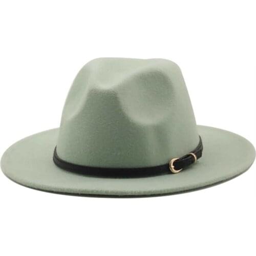 Felt Hat Simple Men Fedora Hats with Belt Women Vintage Trilby Caps Wool Fedora Warm Jazz Hat Chapeau Femme feutre