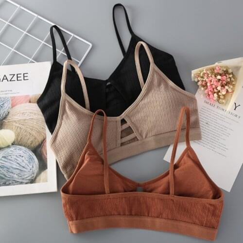 Hot Sale Fashion Women Anti-light Sexy Seamless Elastic Gathering Bralette Wire Free Padded Lingerie Push Up Fitness Yoga Bra