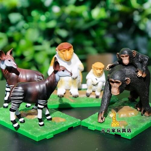 Pvc figure model toyChildrens animal toy model simulation animal toy ornaments proboscis monkey orangutan okapi deer 3pcs/set