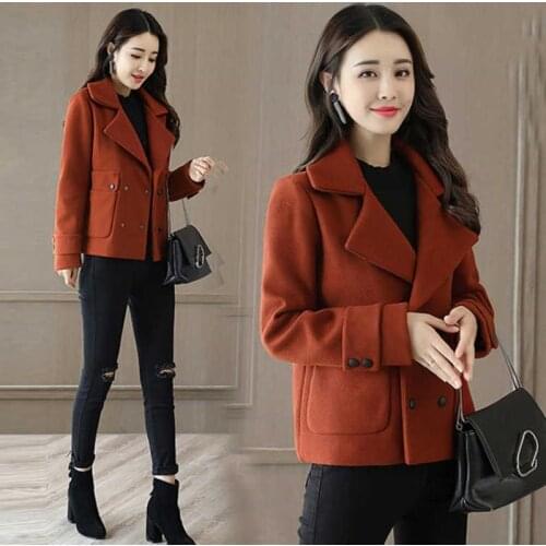 Short Woolen Jacket WomenS Short Autumn And Winter 2019 New Style Popular Korean-Style Elegant Lapel Woolen Overcoat AA5142