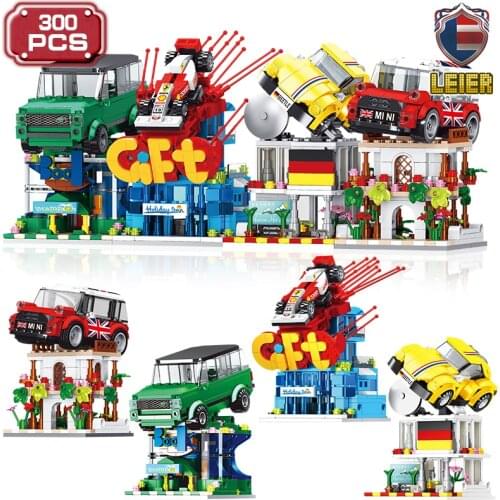 Leier Creative Creative Building Blocks Moc Car Club Architecture City Center House Bricks Toys estival Gifts for Children