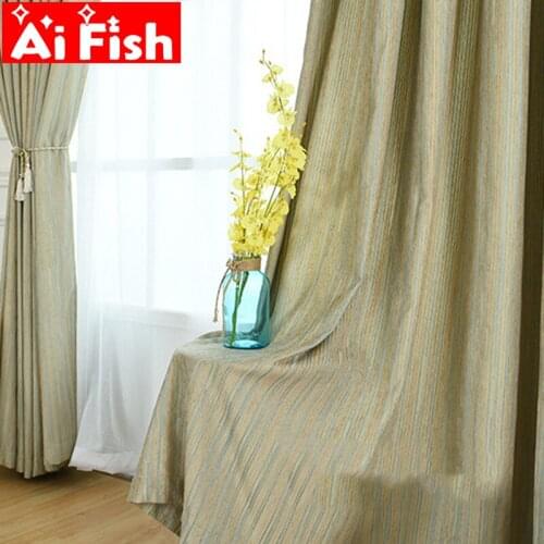 Chenille Stripe Linen Blackout Bedroom Curtains Kitchen Thick Fabric Window Thermal Insulating Bedroom Curtain Drapes MY141#4