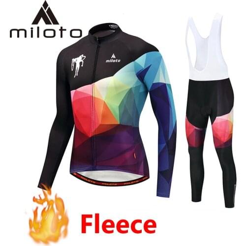 MILOTO maillot ciclismo Winter thermal fleece cycling suits 2019 men outdoor bike sport long pants cycling wear clothing suits