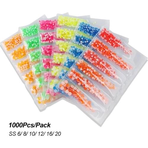 MixColor Nail Art Rhinestone Fluorescence and Mocha Mix Size Glass Stones for 3D Crystal DIY Decorations